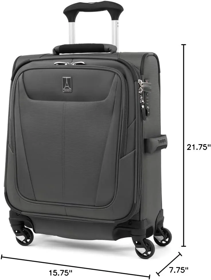 Travelpro Maxlite 5 Softside Expandable Carry on Luggage with 4 Spinner Wheels, Lightweight Suitcase, Men and Women, International, Shadow Grey, Carry on 19-Inch