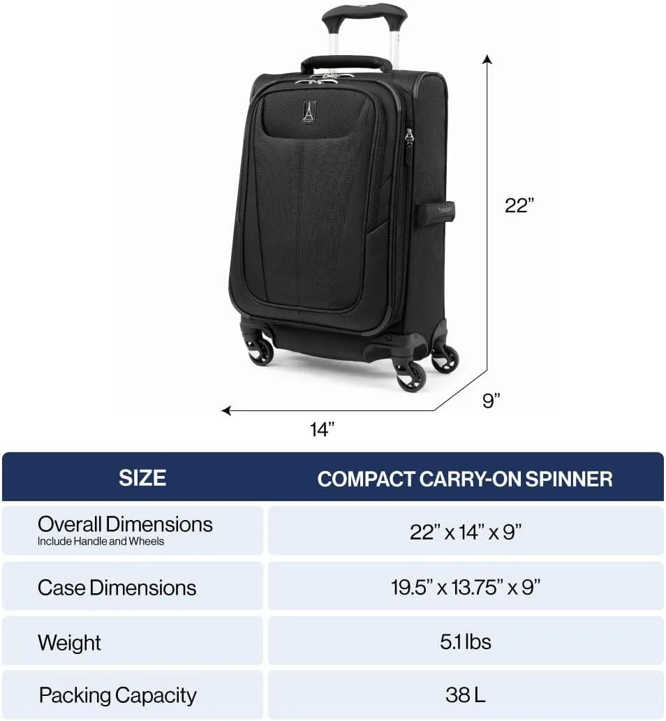 Travelpro Maxlite 5 Softside Expandable Carry on Luggage with 4 Spinner Wheels, Lightweight Suitcase, Men and Women, Orchid Pink Purple, Compact Carry on 20-Inch