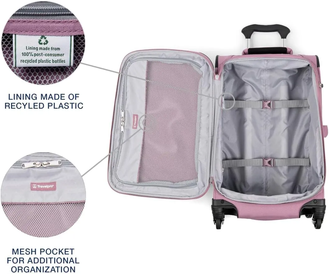 Travelpro Maxlite 5 Softside Expandable Carry on Luggage with 4 Spinner Wheels, Lightweight Suitcase, Men and Women, Orchid Pink Purple, Compact Carry on 20-Inch