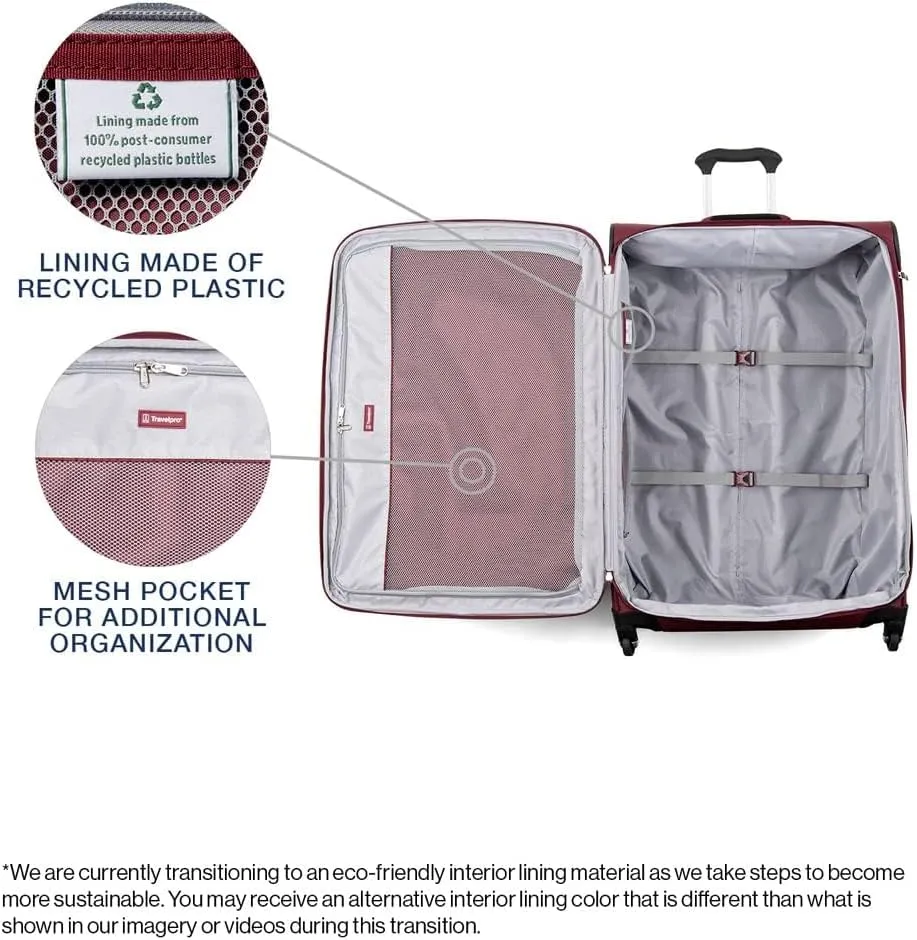 Travelpro Maxlite 5 Softside Expandable Checked Luggage with 4 Spinner Wheels, Lightweight Suitcase, Men and Women, Burgundy, Checked Large 29-Inch