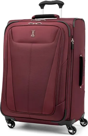 Travelpro Maxlite 5 Softside Expandable Checked Luggage with 4 Spinner Wheels, Lightweight Suitcase, Men and Women, Burgundy, Checked Medium 25-Inch