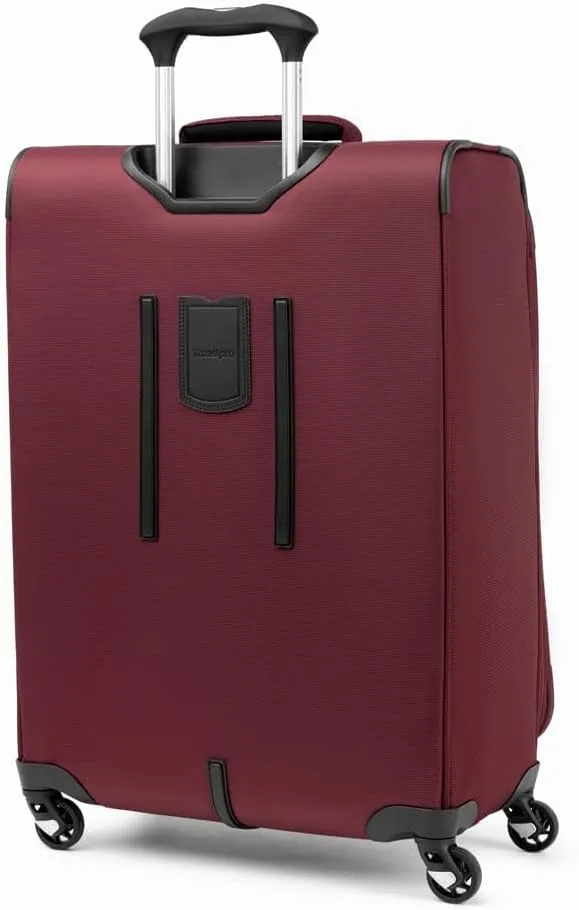 Travelpro Maxlite 5 Softside Expandable Checked Luggage with 4 Spinner Wheels, Lightweight Suitcase, Men and Women, Burgundy, Checked Medium 25-Inch