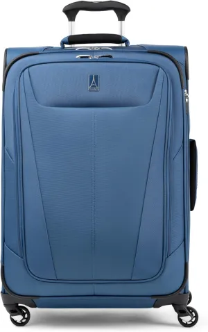 Travelpro Maxlite 5 Softside Expandable Checked Luggage with 4 Spinner Wheels, Lightweight Suitcase, Men and Women, Ensign Blue, Checked Medium 25-Inch