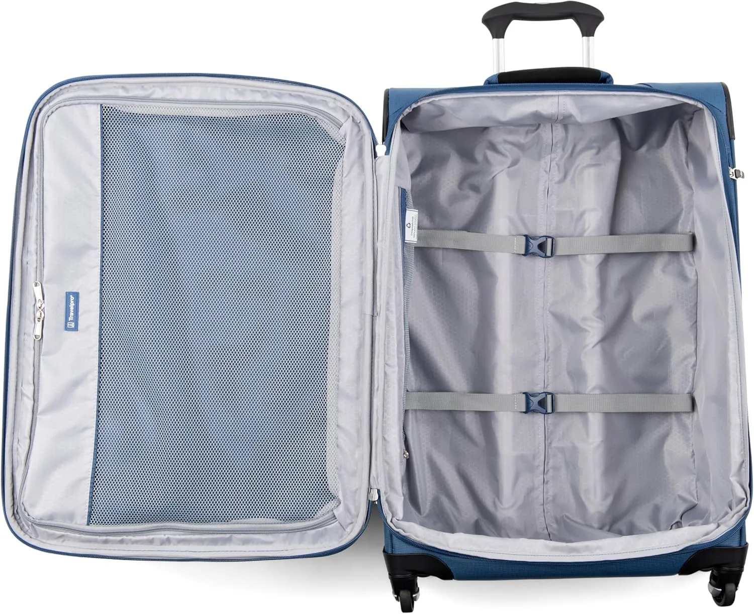 Travelpro Maxlite 5 Softside Expandable Checked Luggage with 4 Spinner Wheels, Lightweight Suitcase, Men and Women, Ensign Blue, Checked Medium 25-Inch