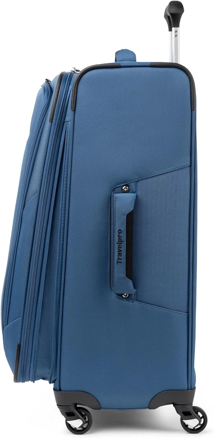 Travelpro Maxlite 5 Softside Expandable Checked Luggage with 4 Spinner Wheels, Lightweight Suitcase, Men and Women, Ensign Blue, Checked Medium 25-Inch