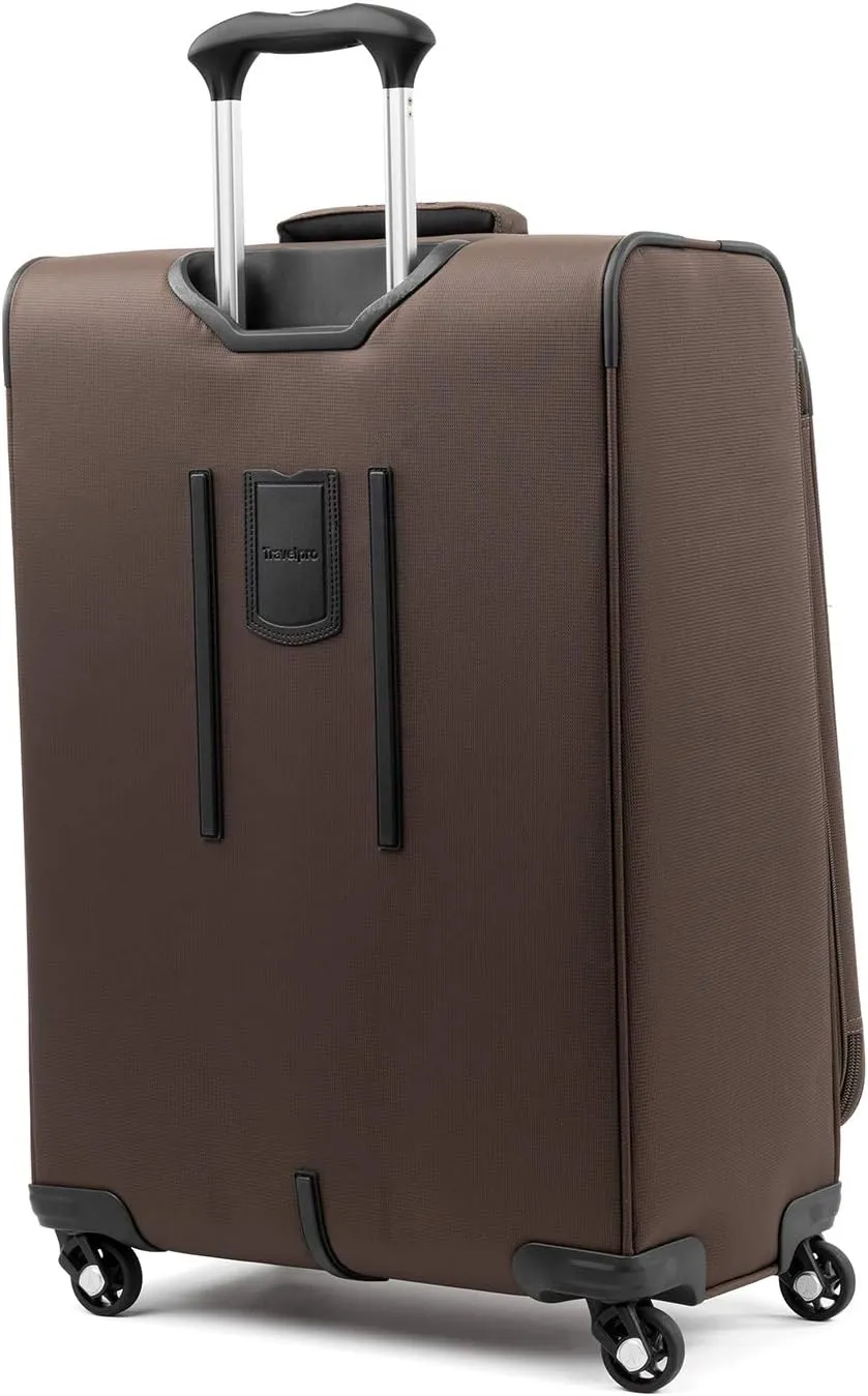 Travelpro Maxlite 5 Softside Expandable Checked Luggage with 4 Spinner Wheels, Lightweight Suitcase, Men and Women, Mocha, Checked Medium 25-Inch