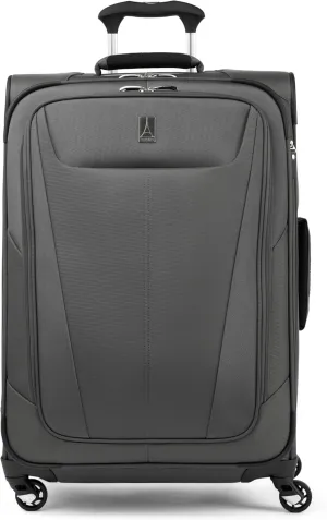 Travelpro Maxlite 5 Softside Expandable Checked Luggage with 4 Spinner Wheels, Lightweight Suitcase, Men and Women, Shadow Grey, Checked Medium 25-Inch