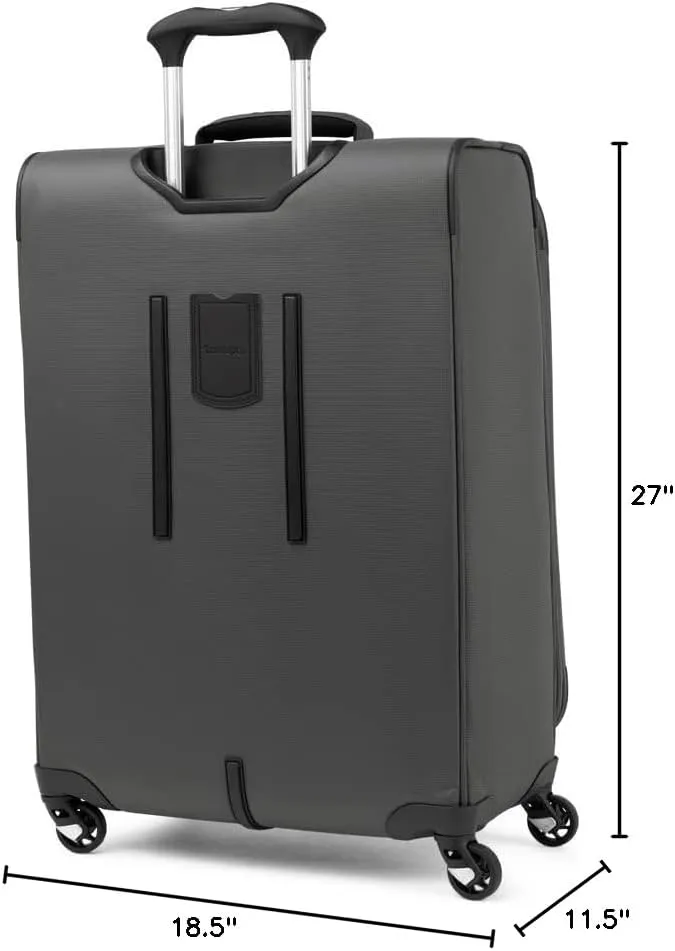 Travelpro Maxlite 5 Softside Expandable Checked Luggage with 4 Spinner Wheels, Lightweight Suitcase, Men and Women, Shadow Grey, Checked Medium 25-Inch