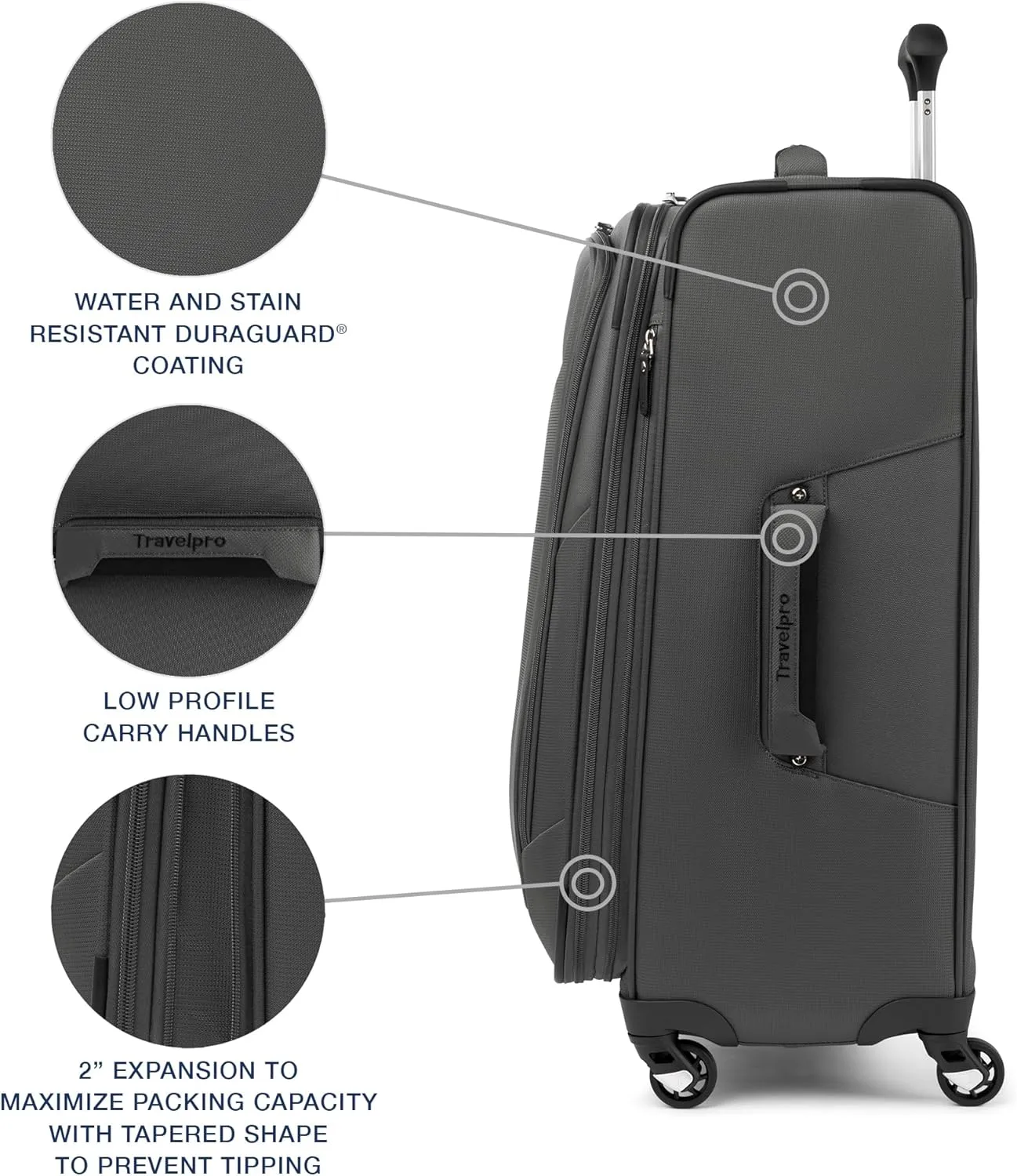 Travelpro Maxlite 5 Softside Expandable Checked Luggage with 4 Spinner Wheels, Lightweight Suitcase, Men and Women, Shadow Grey, Checked Medium 25-Inch