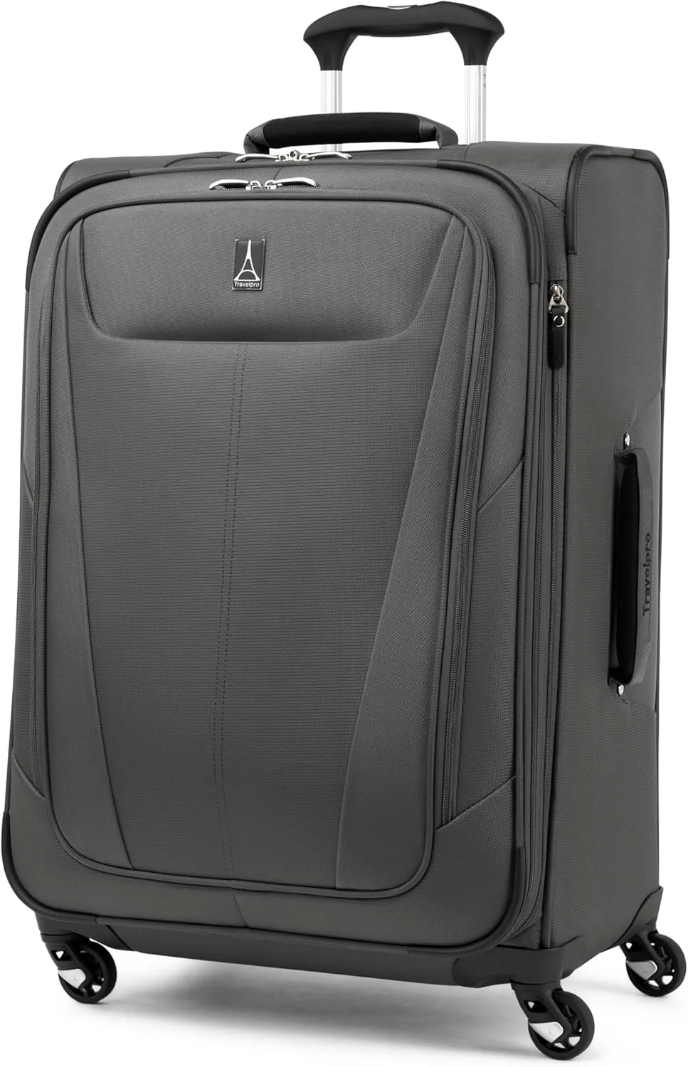 Travelpro Maxlite 5 Softside Expandable Checked Luggage with 4 Spinner Wheels, Lightweight Suitcase, Men and Women, Shadow Grey, Checked Medium 25-Inch