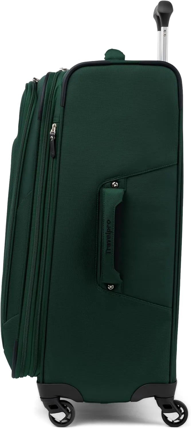 Travelpro Maxlite 5 Softside Expandable Luggage with 4 Spinner Wheels, Lightweight Suitcase, Men and Women, Forest Green, Checked-Medium 25-Inch