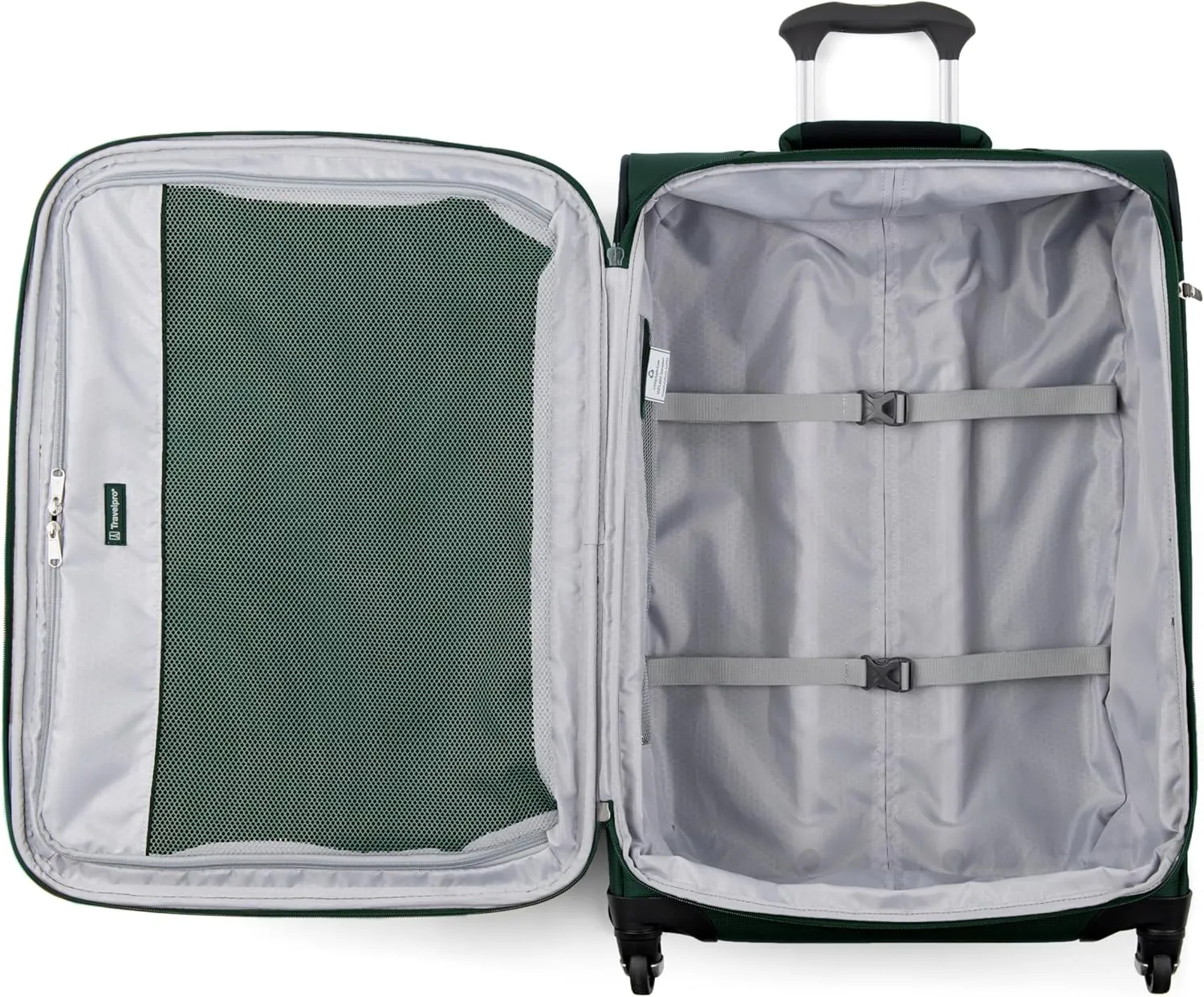 Travelpro Maxlite 5 Softside Expandable Luggage with 4 Spinner Wheels, Lightweight Suitcase, Men and Women, Forest Green, Checked-Medium 25-Inch