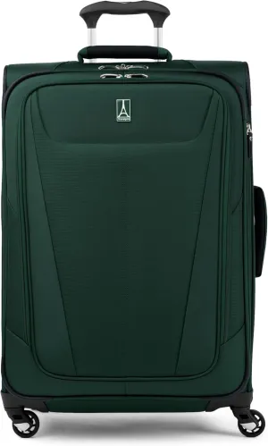 Travelpro Maxlite 5 Softside Expandable Luggage with 4 Spinner Wheels, Lightweight Suitcase, Men and Women, Forest Green, Checked-Medium 25-Inch