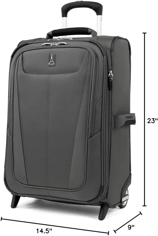 Travelpro Maxlite 5 Softside Expandable Upright 2 Wheel Carry on Luggage, Lightweight Suitcase, Men and Women, Shadow Grey, Carry On 22-Inch