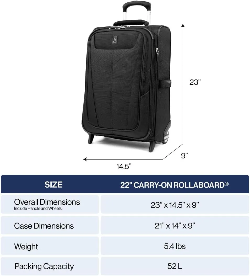 Travelpro Maxlite 5 Softside Expandable Upright 2 Wheel Carry on Luggage, Lightweight Suitcase, Men and Women, Slate Green, Carry On 22-Inch
