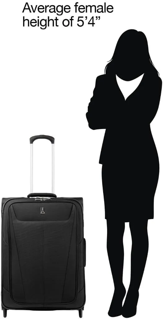 Travelpro Maxlite 5 Softside Expandable Upright 2 Wheel Checked Luggage, Lightweight Suitcase, Men and Women, Black, Checked Medium 26-Inch