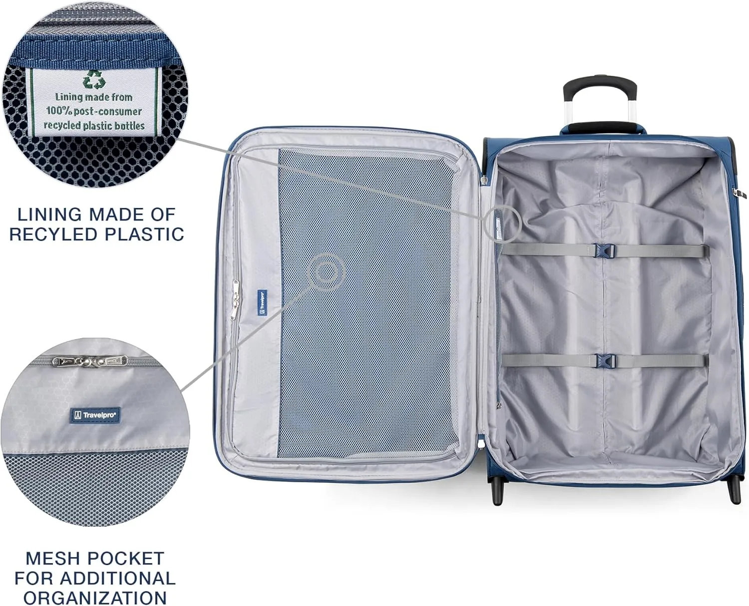 Travelpro Maxlite 5 Softside Expandable Upright 2 Wheel Checked Luggage, Lightweight Suitcase, Men and Women, Ensign Blue, Checked Medium 26-Inch