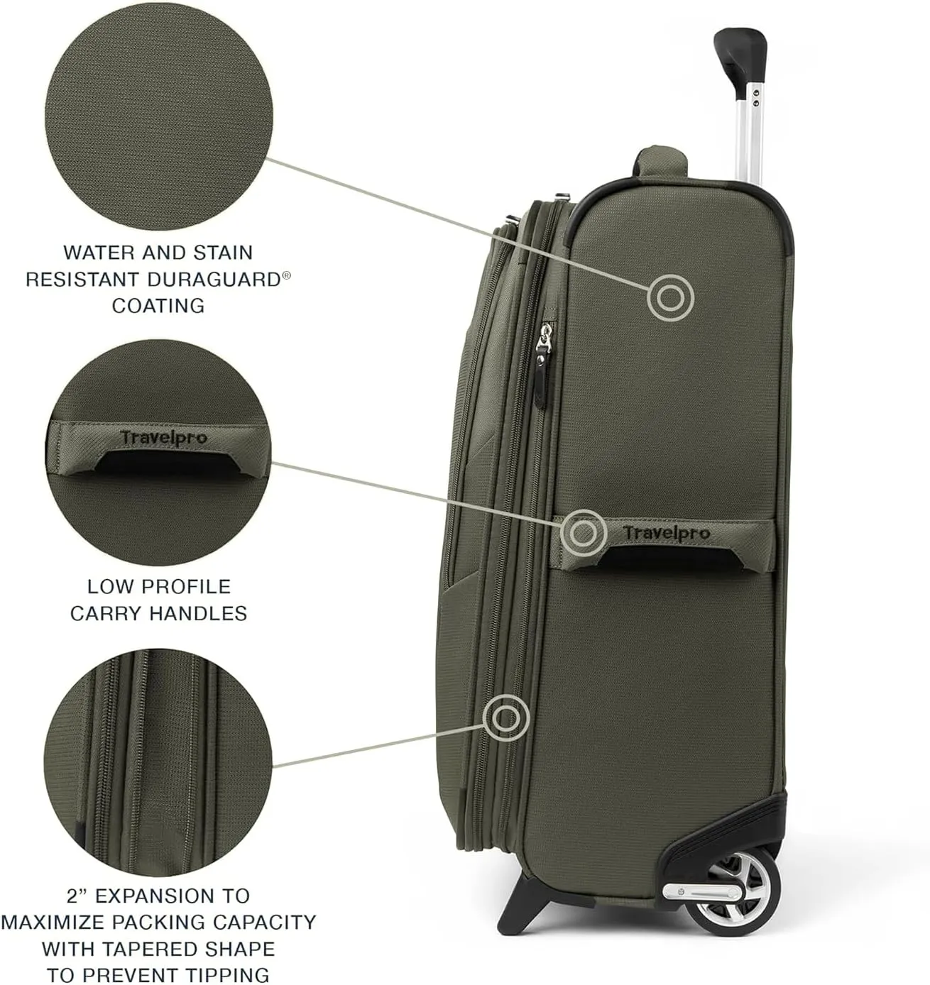 Travelpro Maxlite 5 Softside Expandable Upright 2 Wheel Checked Luggage, Lightweight Suitcase, Men and Women, Slate Green, Checked Medium 26-Inch