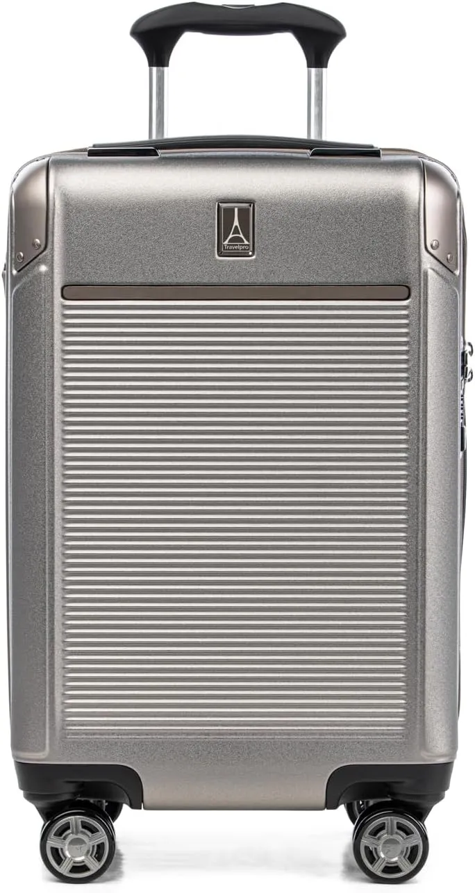 Travelpro Platinum Elite Hardside Expandable Carry on Luggage, 8 Wheel Spinner, TSA Lock, Hard Shell Polycarbonate Suitcase, Metallic Sand, Carry on 21-Inch