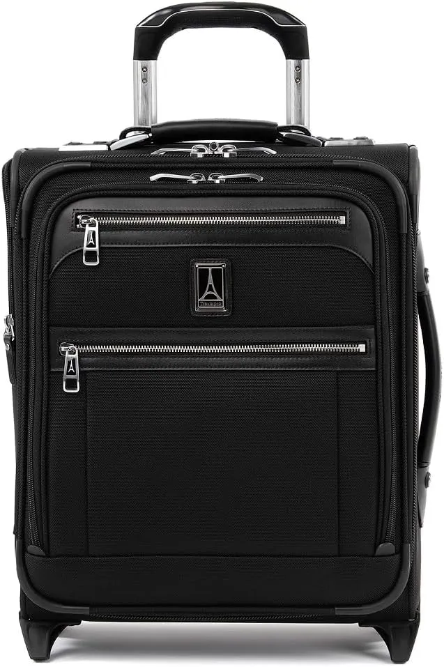 Travelpro Platinum Elite Softside Expandable Carry on Luggage, 2 Wheel Upright Regional Suitcase, USB Port, Men and Women, Shadow Black, Carry On 16-Inch