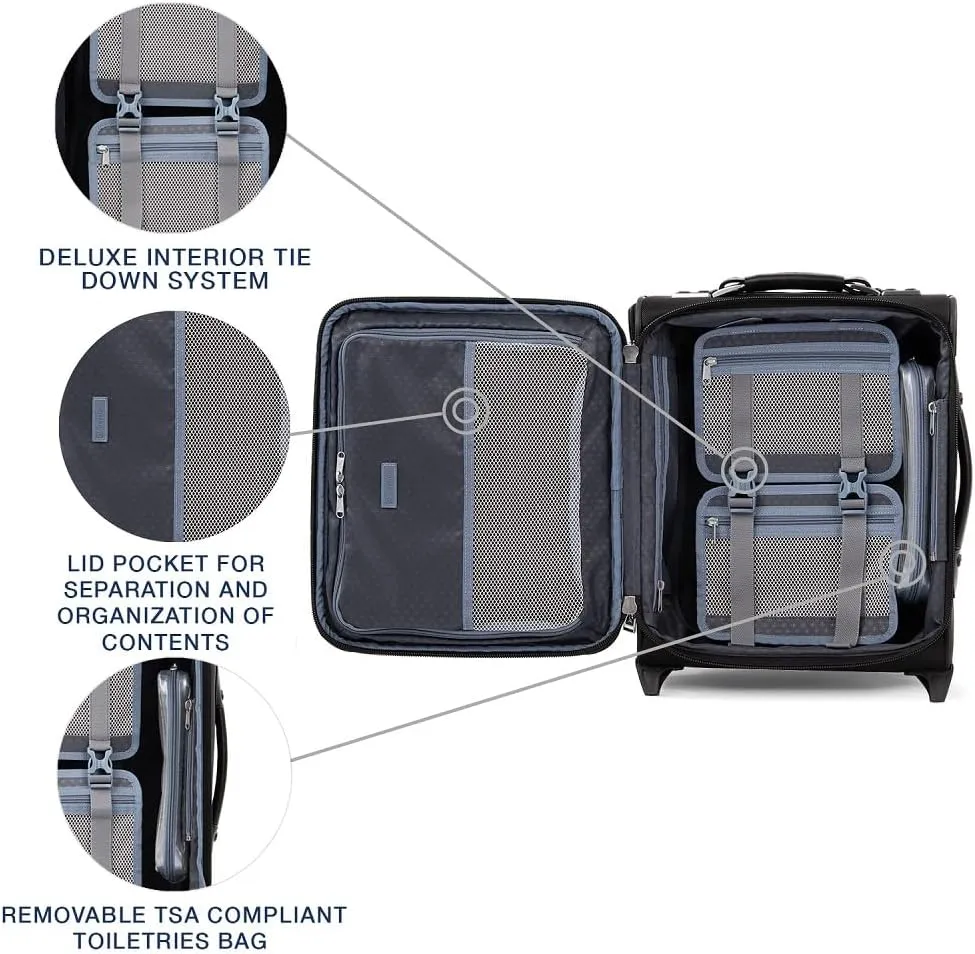 Travelpro Platinum Elite Softside Expandable Carry on Luggage, 2 Wheel Upright Regional Suitcase, USB Port, Men and Women, Shadow Black, Carry On 16-Inch