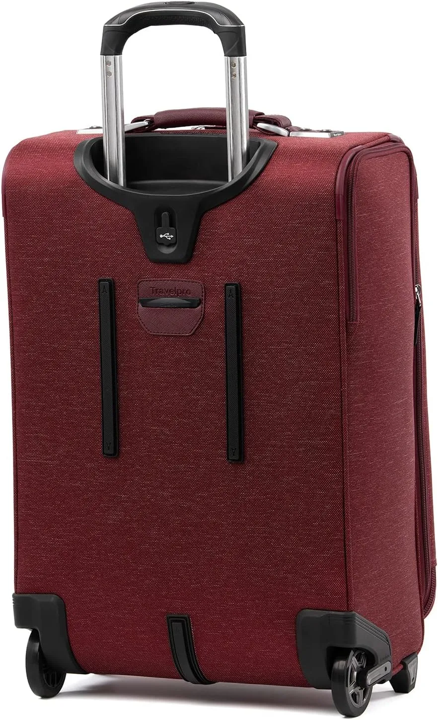 Travelpro Platinum Elite Softside Expandable Carry on Luggage, 2 Wheel Upright Suitcase, USB Port, Men and Women, Bordeaux, Carry On 22-Inch