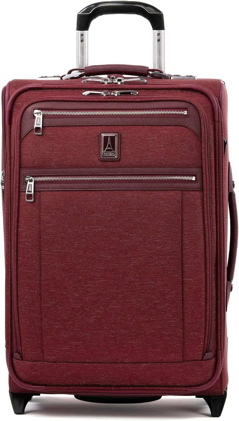 Travelpro Platinum Elite Softside Expandable Carry on Luggage, 2 Wheel Upright Suitcase, USB Port, Men and Women, Bordeaux, Carry On 22-Inch