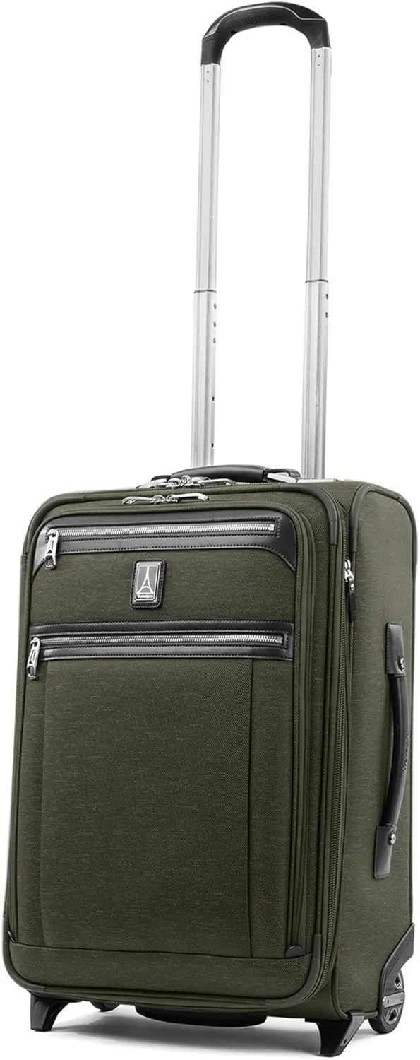 Travelpro Platinum Elite Softside Expandable Carry on Luggage, 2 Wheel Upright Suitcase, USB Port, Men and Women, Pilot Green, Carry On 22-Inch