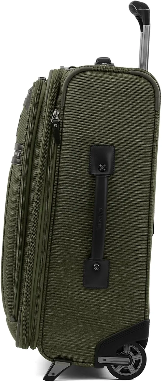 Travelpro Platinum Elite Softside Expandable Carry on Luggage, 2 Wheel Upright Suitcase, USB Port, Men and Women, Pilot Green, Carry On 22-Inch