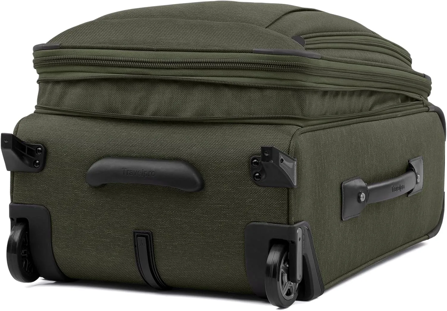 Travelpro Platinum Elite Softside Expandable Carry on Luggage, 2 Wheel Upright Suitcase, USB Port, Men and Women, Pilot Green, Carry On 22-Inch