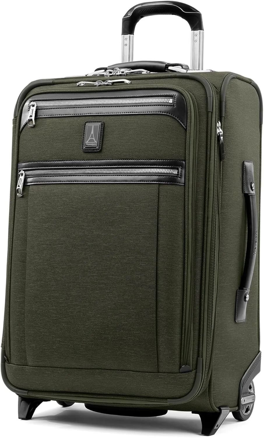 Travelpro Platinum Elite Softside Expandable Carry on Luggage, 2 Wheel Upright Suitcase, USB Port, Men and Women, Pilot Green, Carry On 22-Inch