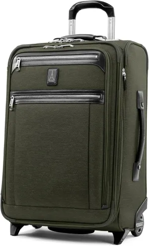 Travelpro Platinum Elite Softside Expandable Carry on Luggage, 2 Wheel Upright Suitcase, USB Port, Men and Women, Pilot Green, Carry On 22-Inch