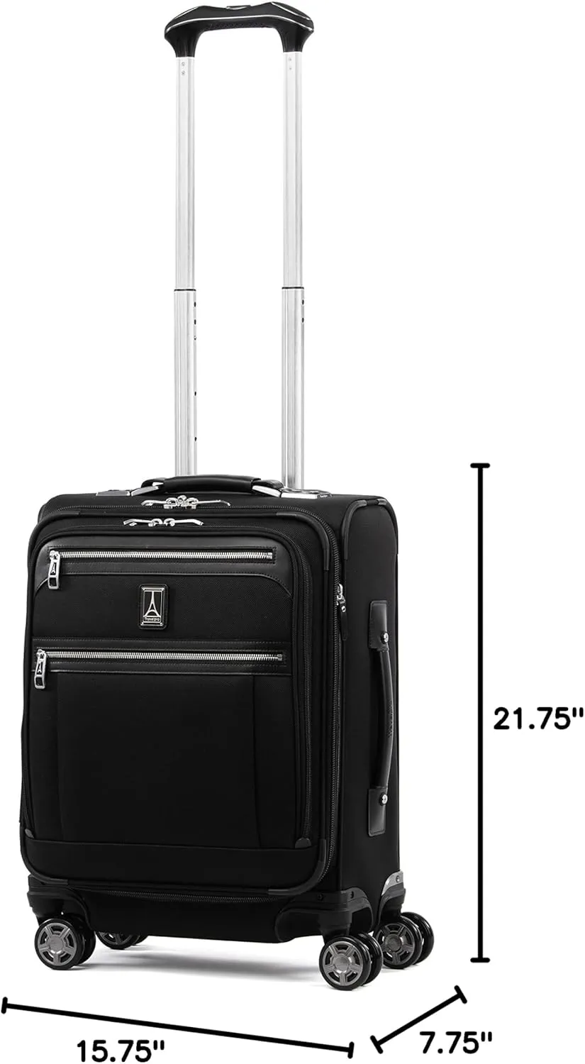 Travelpro Platinum Elite Softside Expandable Carry on Luggage, 8 Wheel Spinner Suitcase, USB Port, Men and Women, International, Shadow Black, Carry On 19-Inch