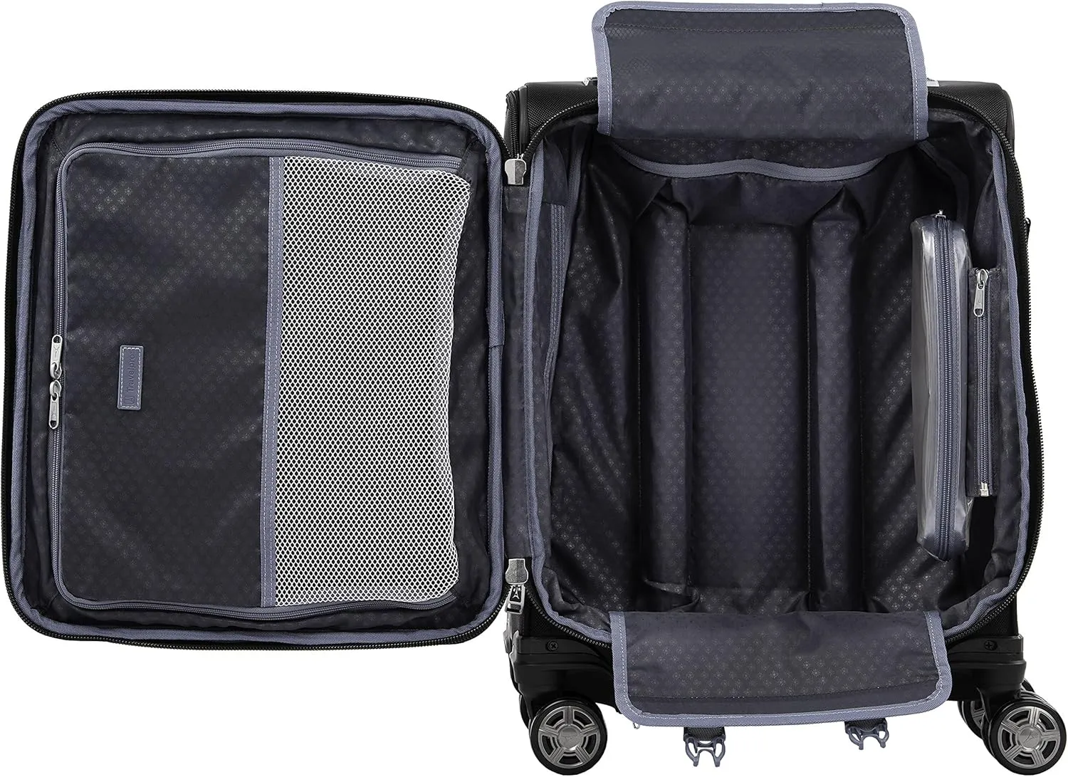 Travelpro Platinum Elite Softside Expandable Carry on Luggage, 8 Wheel Spinner Suitcase, USB Port, Men and Women, International, Shadow Black, Carry On 19-Inch