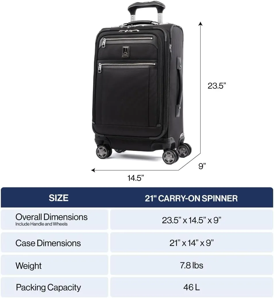 Travelpro Platinum Elite Softside Expandable Carry on Luggage, 8 Wheel Spinner Suitcase, USB Port, Suiter, Men and Women, Rich Espresso Brown, Carry On 21-Inch