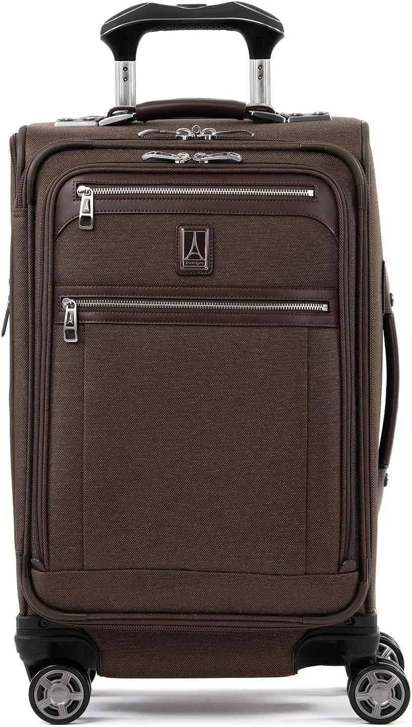 Travelpro Platinum Elite Softside Expandable Carry on Luggage, 8 Wheel Spinner Suitcase, USB Port, Suiter, Men and Women, Rich Espresso Brown, Carry On 21-Inch