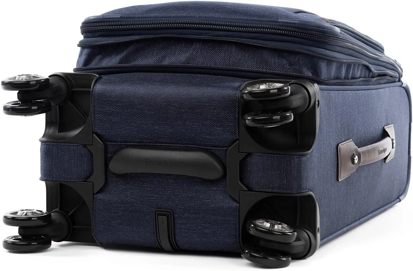 Travelpro Platinum Elite Softside Expandable Carry on Luggage, 8 Wheel Spinner Suitcase, USB Port, Suiter, Men and Women, True Navy Blue, Carry On 21-Inch