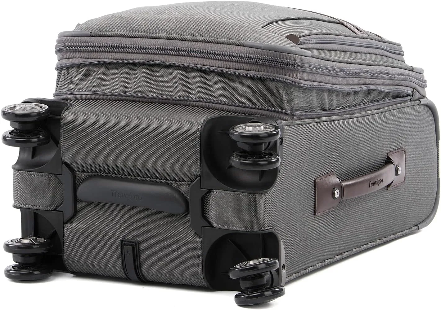 Travelpro Platinum Elite Softside Expandable Carry on Luggage, 8 Wheel Spinner Suitcase, USB Port, Suiter, Men and Women, Vintage Grey, Carry On 21-Inch