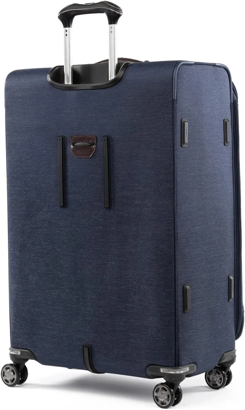 Travelpro Platinum Elite Softside Expandable Checked Luggage, 8 Wheel Spinner Large Suitcase, TSA Lock, Men and Women, True Navy Blue, Checked Large 29-Inch