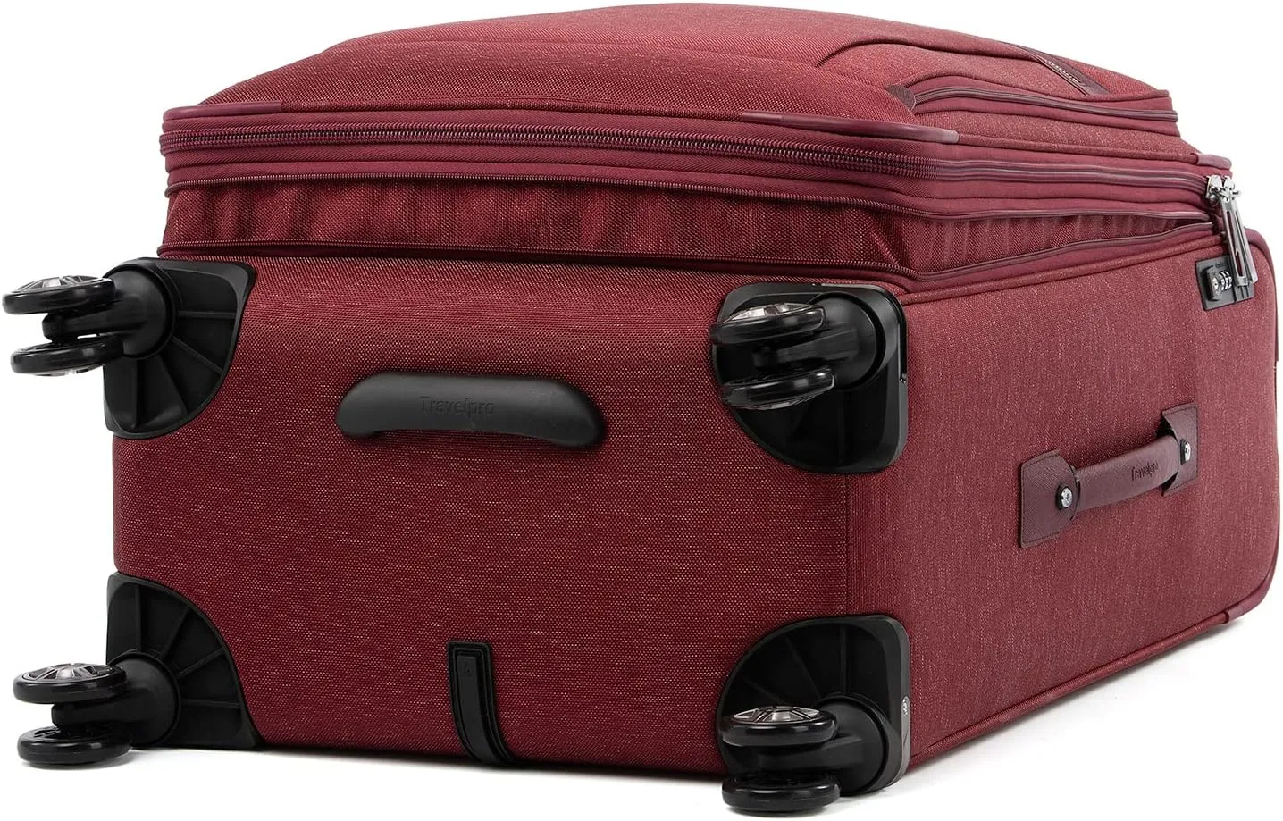 Travelpro Platinum Elite Softside Expandable Checked Luggage, 8 Wheel Spinner Suitcase, TSA Lock, Men and Women, Bordeaux Red, Checked Medium 25-Inch