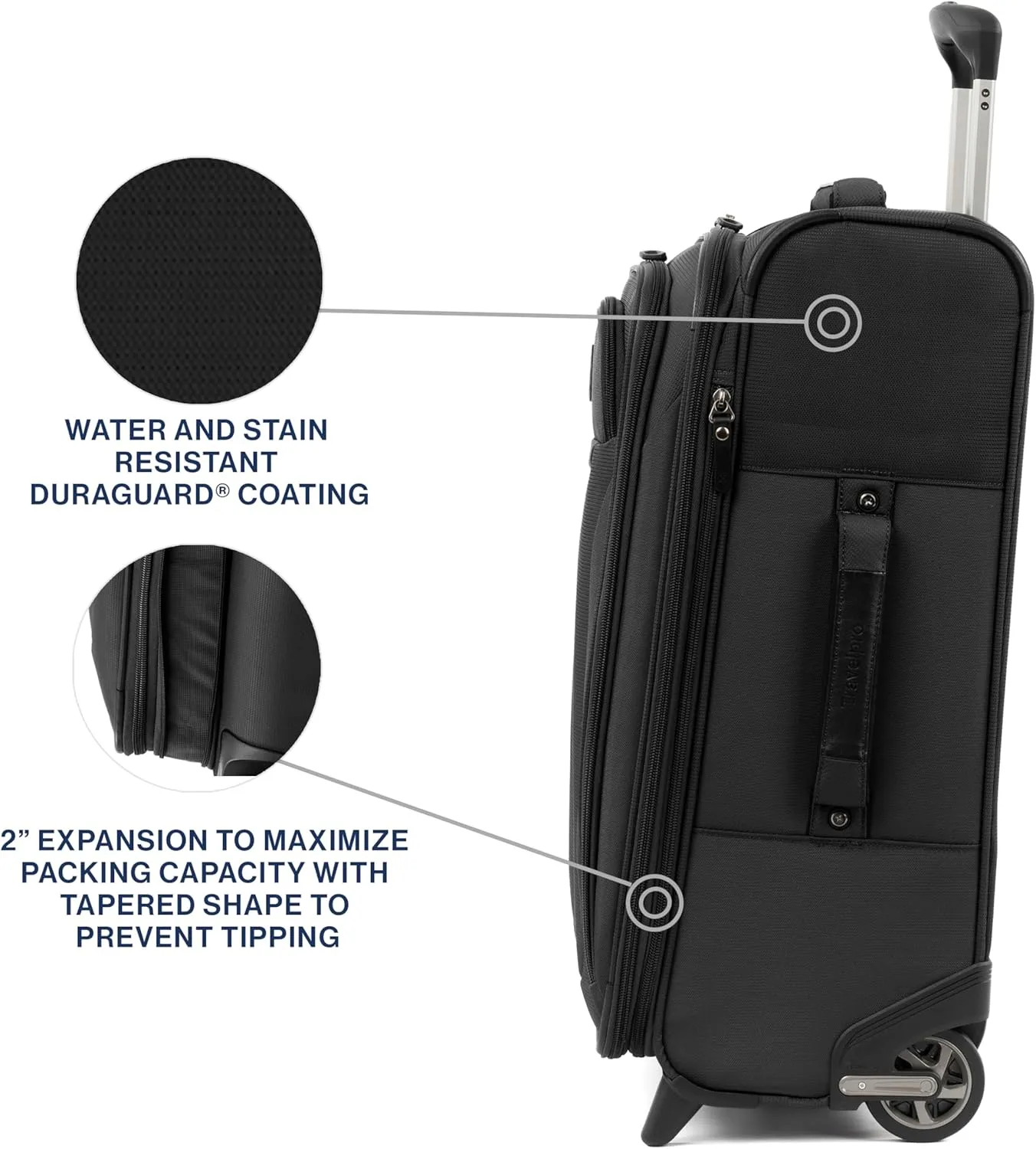 Travelpro Tourlite Softside Expandable Upright 2 Wheel Luggage, Lightweight Suitcase, Men and Women, Black, Carry-On 22-Inch