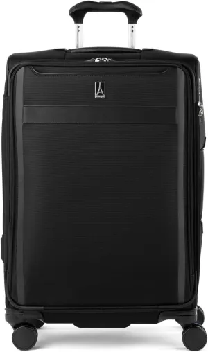 Travelpro VersaPack  Lightweight Softside Expandable Checked Luggage, 8 Spinner Suitcase, TSA Lock, Men and Women, Checked Medium 25-Inch, Black