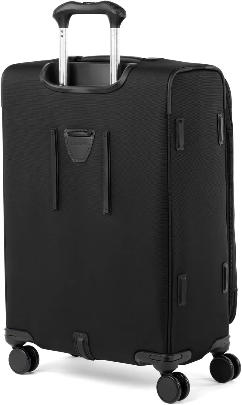 Travelpro VersaPack  Lightweight Softside Expandable Checked Luggage, 8 Spinner Suitcase, TSA Lock, Men and Women, Checked Medium 25-Inch, Black