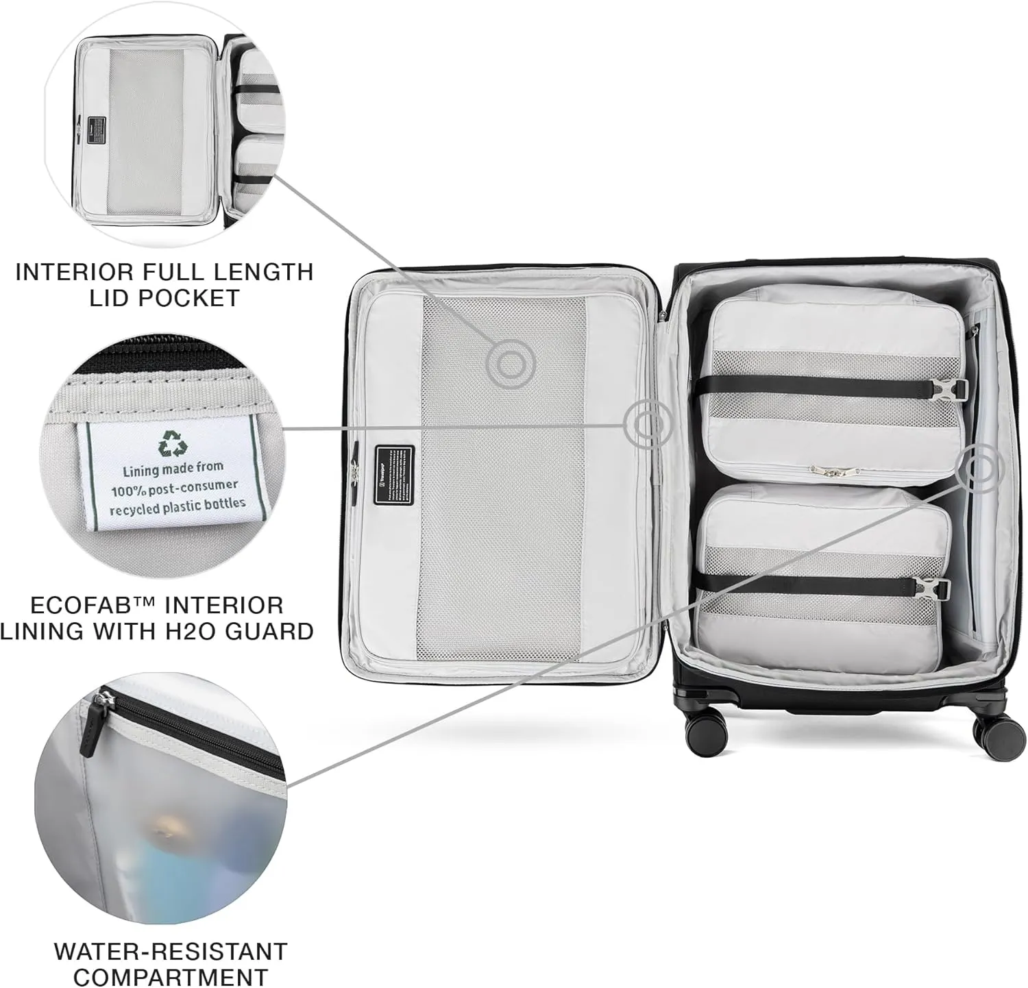 Travelpro VersaPack  Lightweight Softside Expandable Checked Luggage, 8 Spinner Suitcase, TSA Lock, Men and Women, Checked Medium 25-Inch, Black