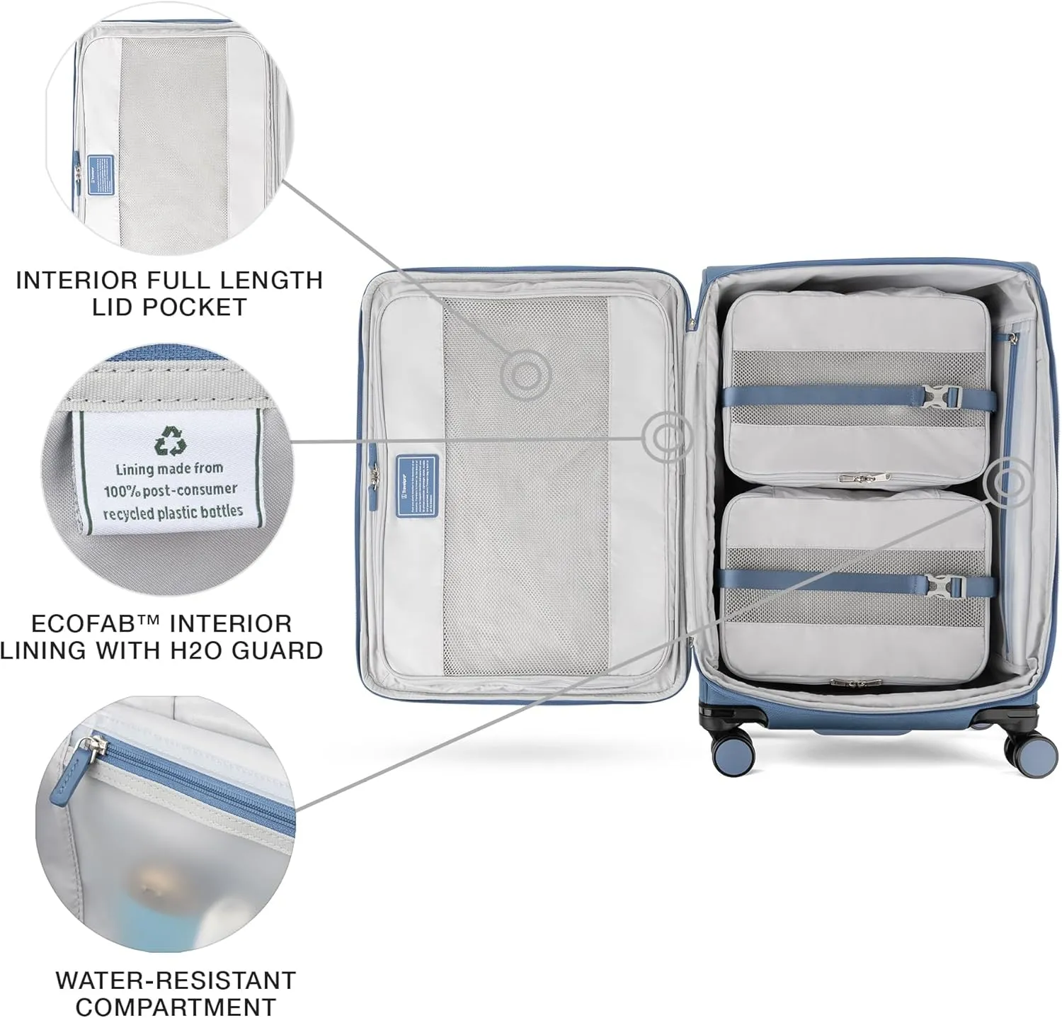 Travelpro VersaPack  Lightweight Softside Expandable Checked Luggage, 8 Spinner Suitcase, TSA Lock, Men and Women, Checked Medium 25-Inch, Elemental Blue