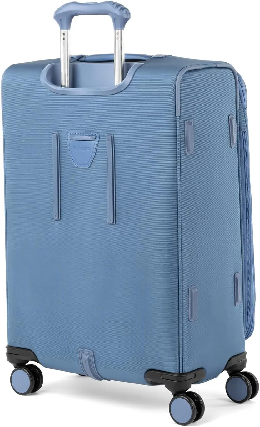 Travelpro VersaPack  Lightweight Softside Expandable Checked Luggage, 8 Spinner Suitcase, TSA Lock, Men and Women, Checked Medium 25-Inch, Elemental Blue