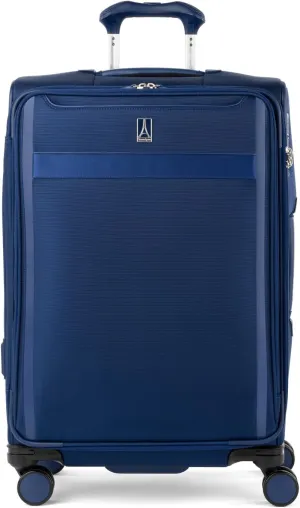 Travelpro VersaPack  Lightweight Softside Expandable Checked Luggage, 8 Spinner Suitcase, TSA Lock, Men and Women, Checked Medium 25-Inch, Estate Blue