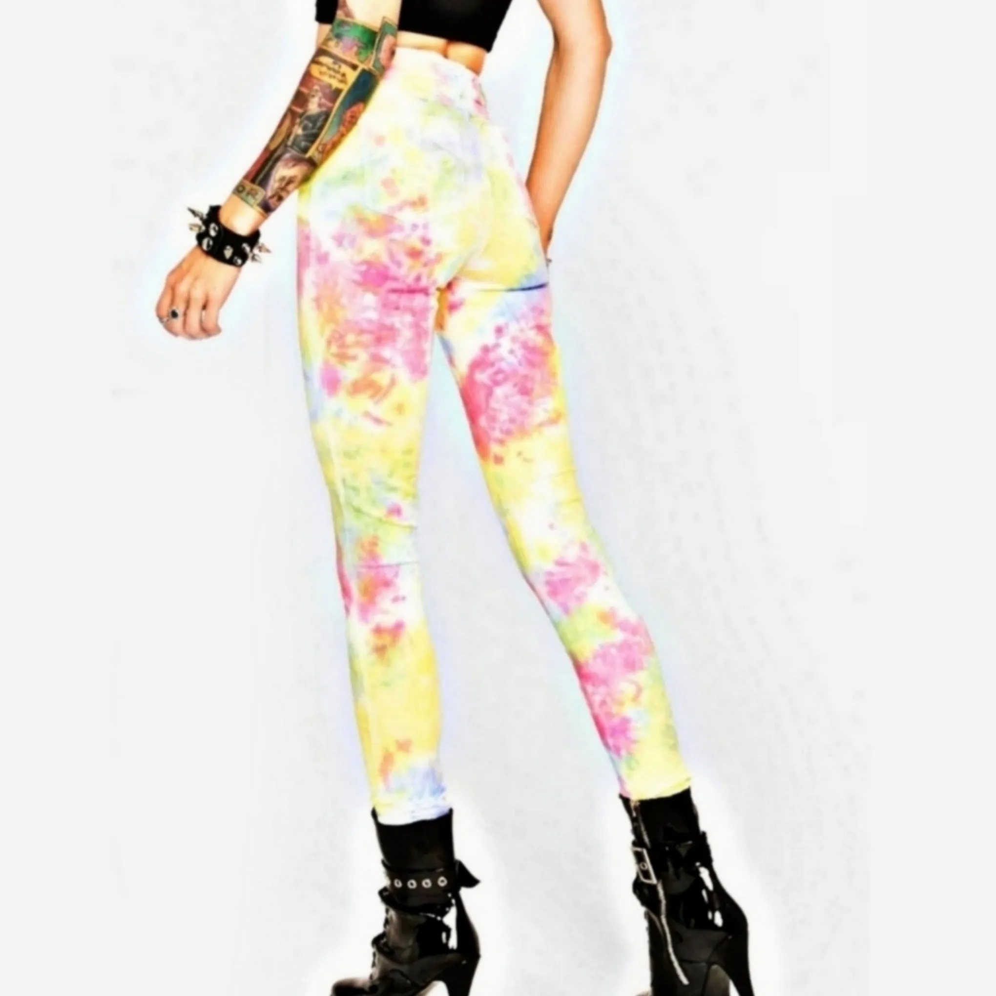 Tripp nyc Two-Tone Skinny Boho Tie-Dye Pants | Bold Festival Mid-Rise Jeans