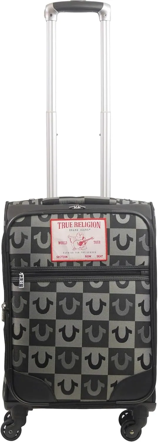 True Religion 23" Rolling Luggage, Soft Sided Suitecases with Spinner Wheels, Black, 23 Inch