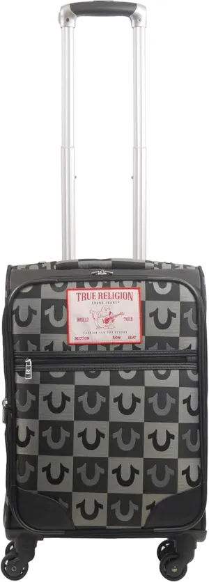 True Religion 23" Rolling Luggage, Soft Sided Suitecases with Spinner Wheels, Black, 23 Inch